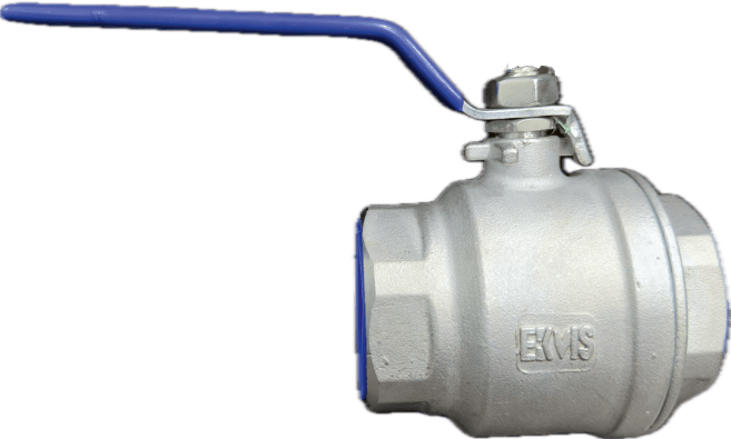 EKVIS 2PC screwed end ball valve in cast stainless steel with blue lever handle